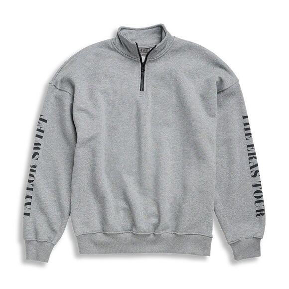 Taylor Swift Womens Fleece Quarter Zip Pullover Eras‎ Tour Sweatshirt 2XL Gray - Picture 2 of 9